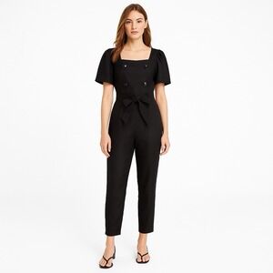 Kate Spade Jumpsuit Black Linen Blend Sz 6 Minimalist Quiet Luxury Designer